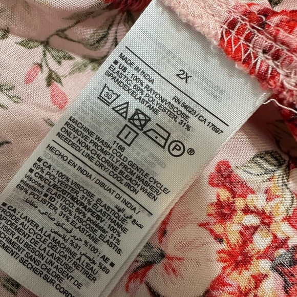 Old Navy 2X Floral Smocked Mini Dress Pink Red Boho Cottagecore Long Sleeve - Picture 10 of 12